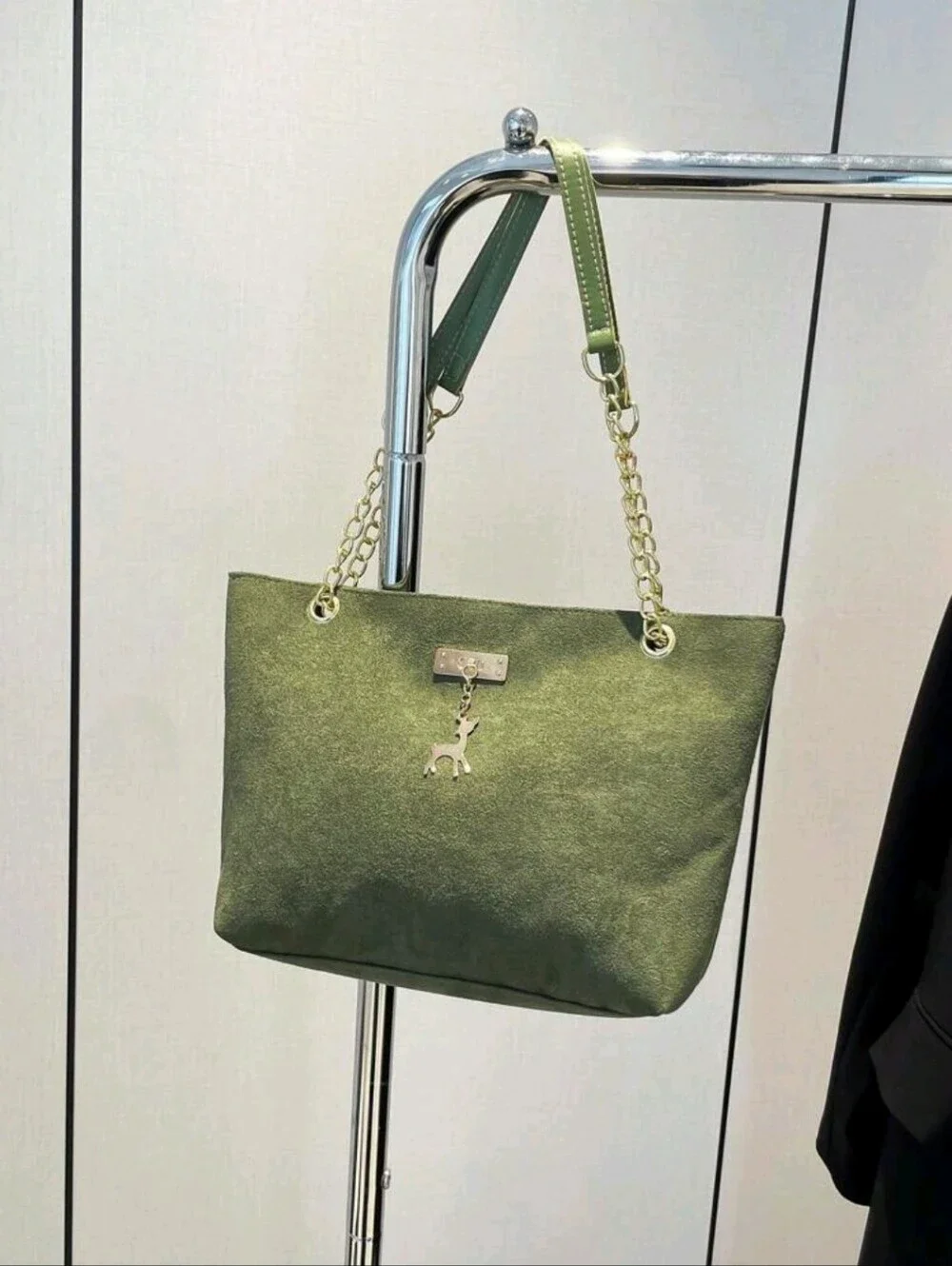 Fashionable Plaid Chain Embroidery Versatile Dual Handle Tote Shoulder Bag For
